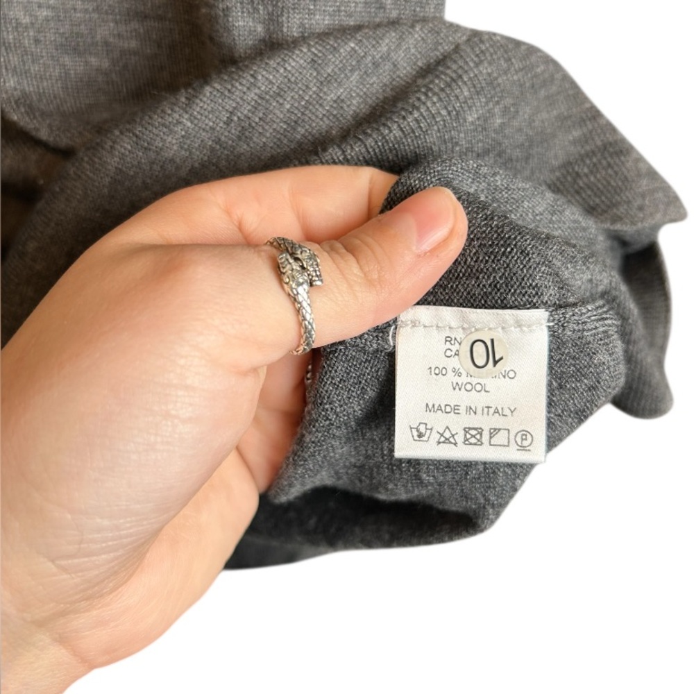 TomJames 100% Merino Wool Gray Quarter Zip Sweater Size 2XL - Picture 4 of 4